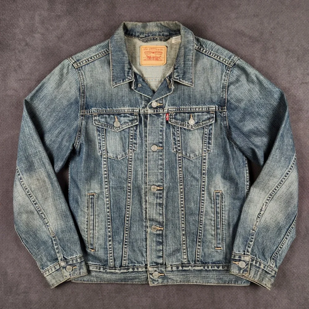 Levis Regular Fit Trucker Jacket Mens XL Blue Medium Wash 100% Cotton - Picture 1 of 13